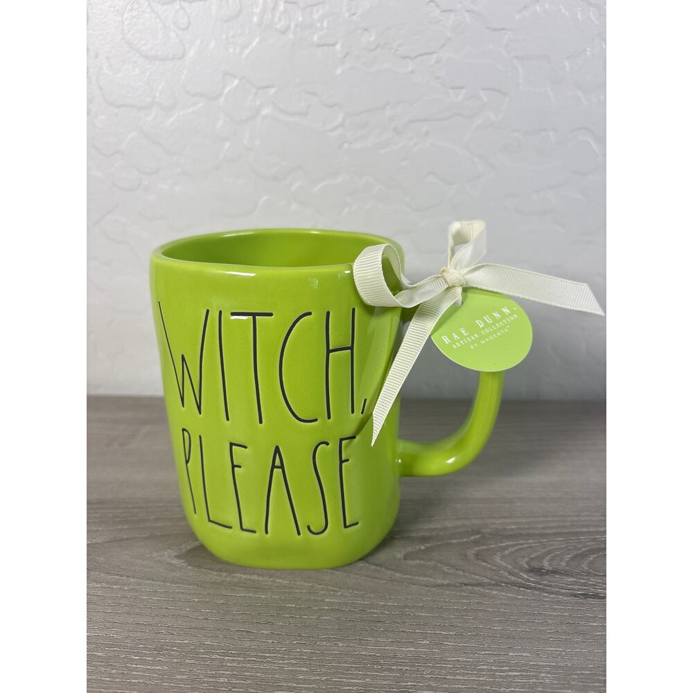 Rae Dunn WITCH, PLEASE Halloween Mug ~ GREEN ~‎ New Without Tags